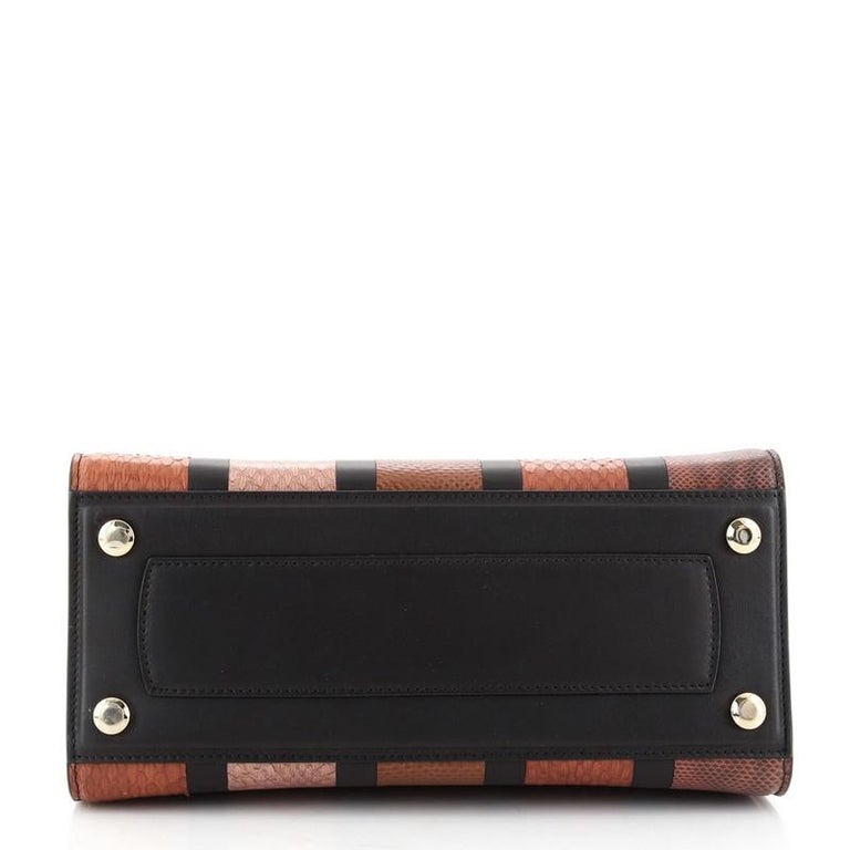 Salvatore Ferragamo Boxyz Top Handle Bag Striped Snakeskin and Leather