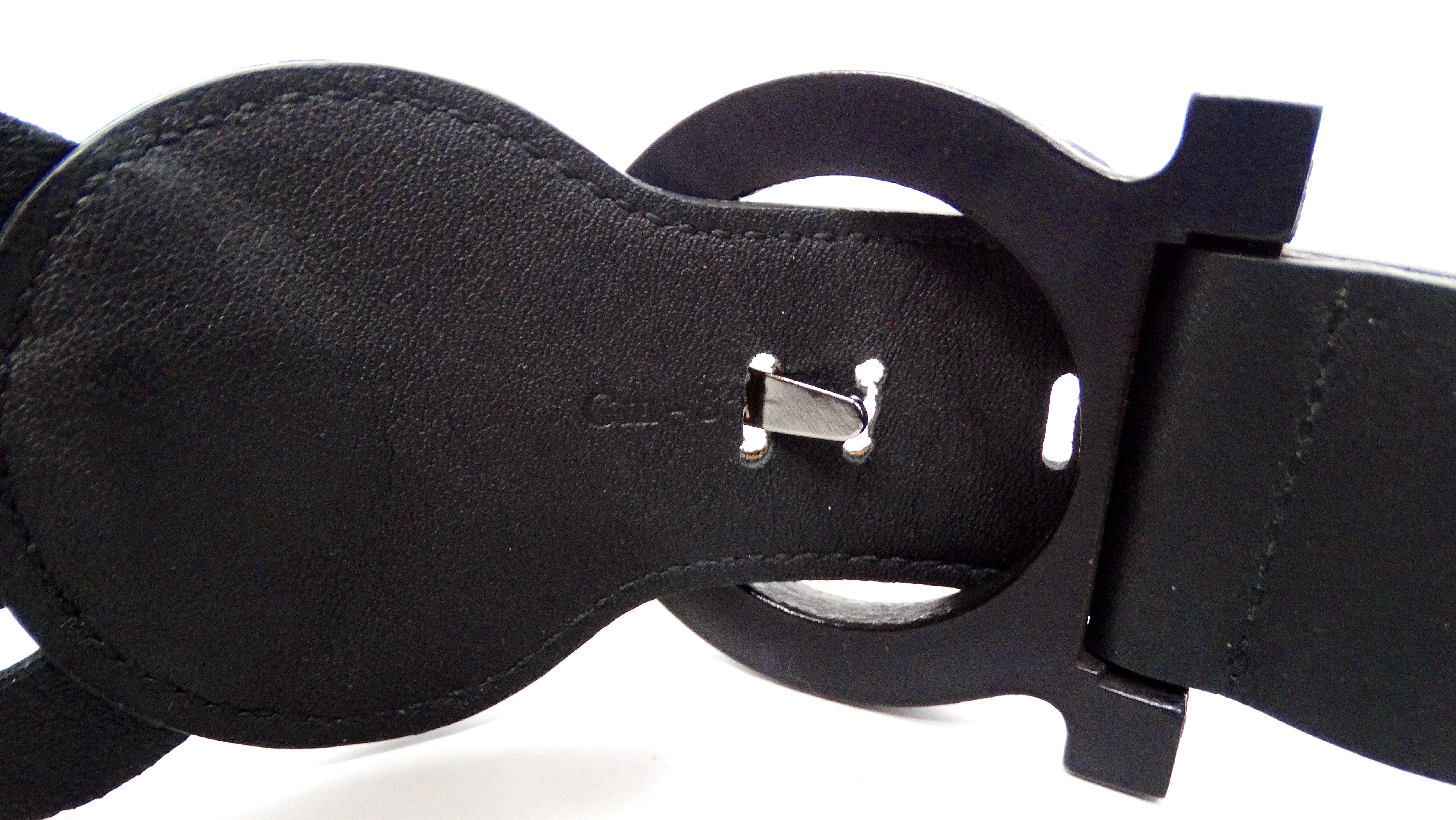 Salvatore Ferragamo geflochtener Leder- und Ponyhaargürtel mit Holzschnalle aus Holz mit Gancini-Schnalle im Angebot 2