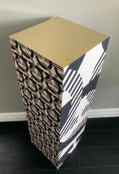 Salvatore Ferragamo Brass and Fabric Upholstered Display Pedestal