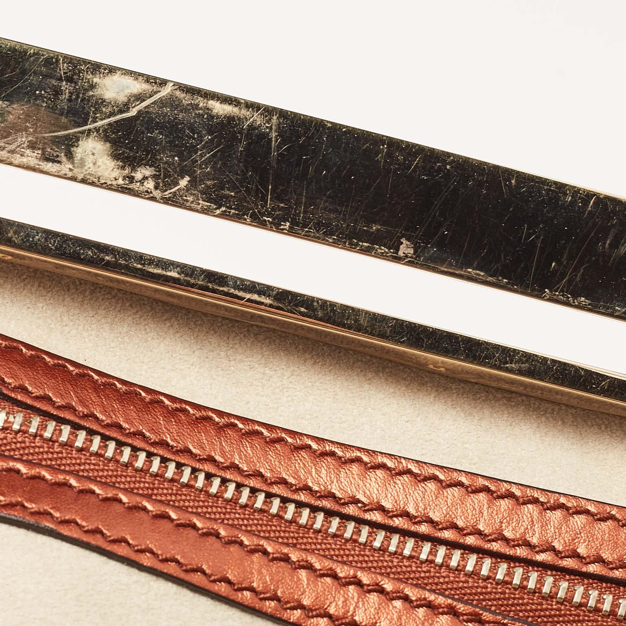 Salvatore Ferragamo Bronze Karung Leather Frame Clutch Bag 6