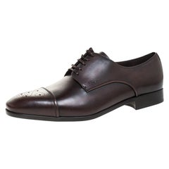 Salvatore Ferragamo Brown Brogue Leather Cairo Derby Size 44