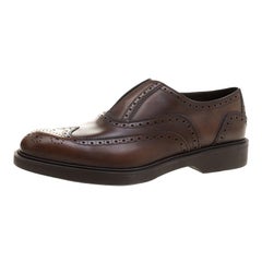 Salvatore Ferragamo Brown Brogue Leather Gambit Loafers Size 42