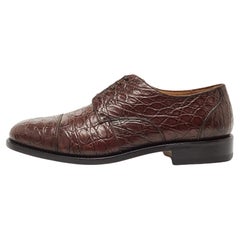 Salvatore Ferragamo Brown Crocodile Leather Nordland Derby 