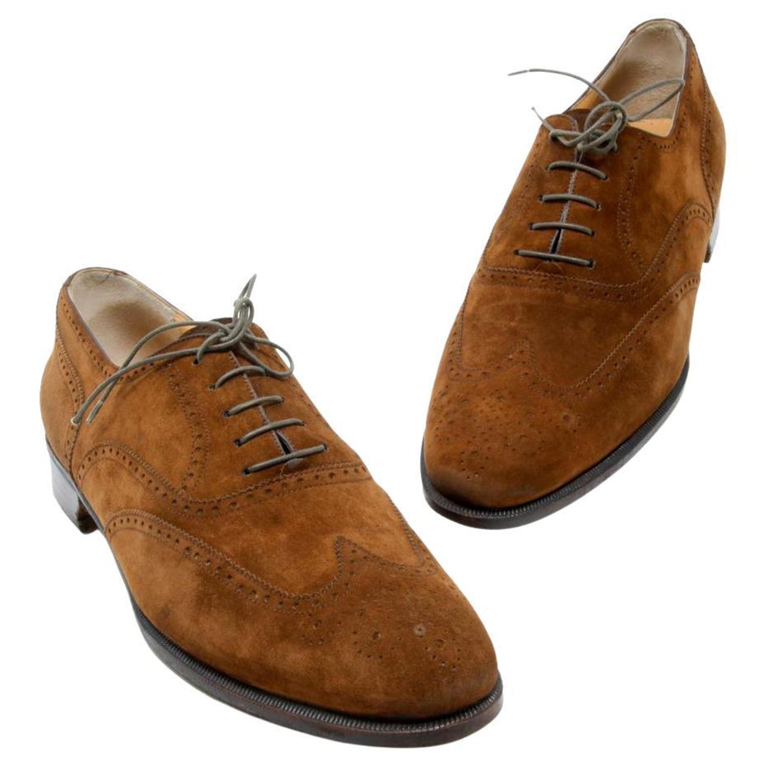 Salvatore Ferragamo Brown Dark Suede Leather Oxford Lace Up Derby Shoes For  Sale at 1stDibs