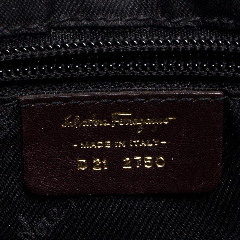 Salvatore Ferragamo Brown Gancini Embossed Leather Shoulder Bag 5