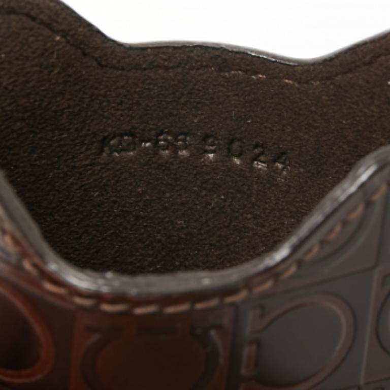 Women's Salvatore Ferragamo Brown Gancio Embossed Glossy Leather Phone Cover For Sale