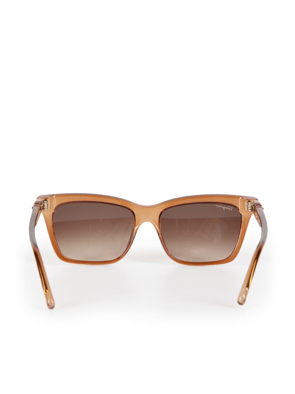 Women's Salvatore Ferragamo Brown Gradient Rectangle Sunglasses For Sale