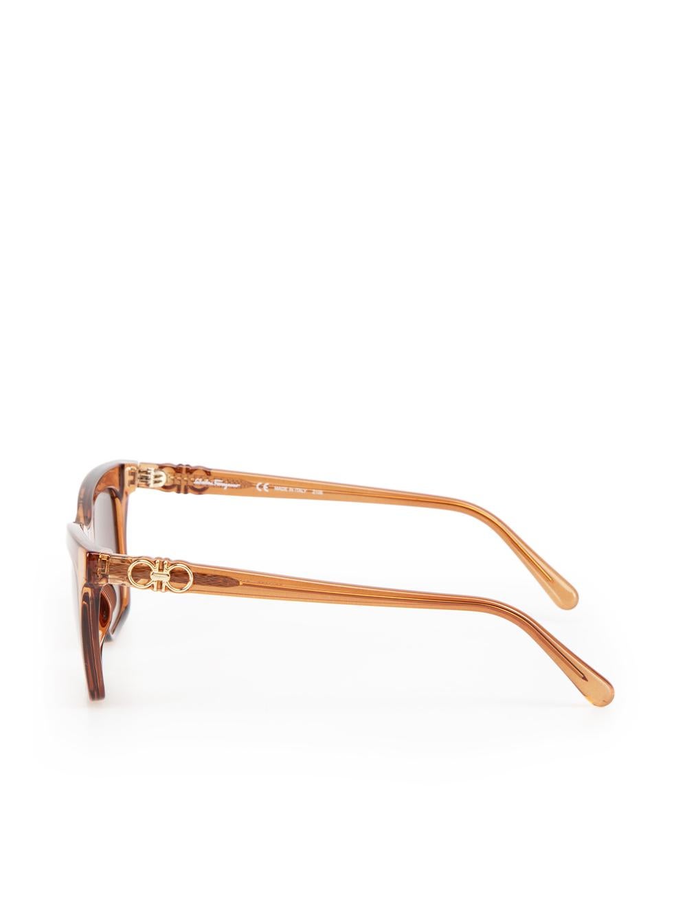 Salvatore Ferragamo Brown Gradient Rectangle Sunglasses For Sale 1
