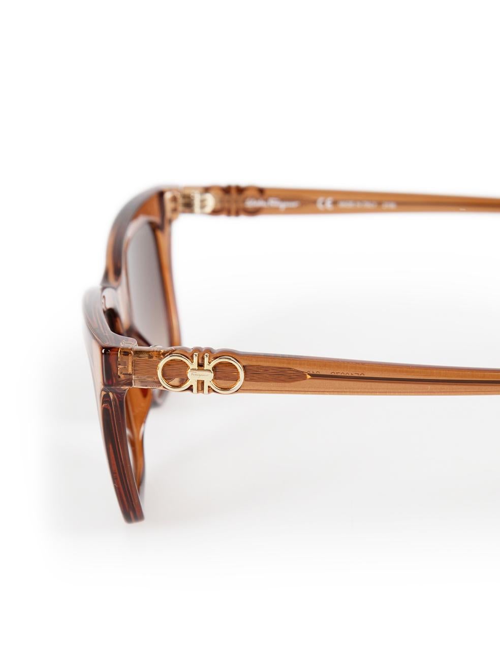 Salvatore Ferragamo Brown Gradient Rectangle Sunglasses For Sale 2