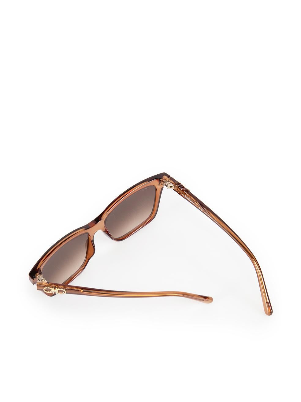 Salvatore Ferragamo Brown Gradient Rectangle Sunglasses For Sale 3