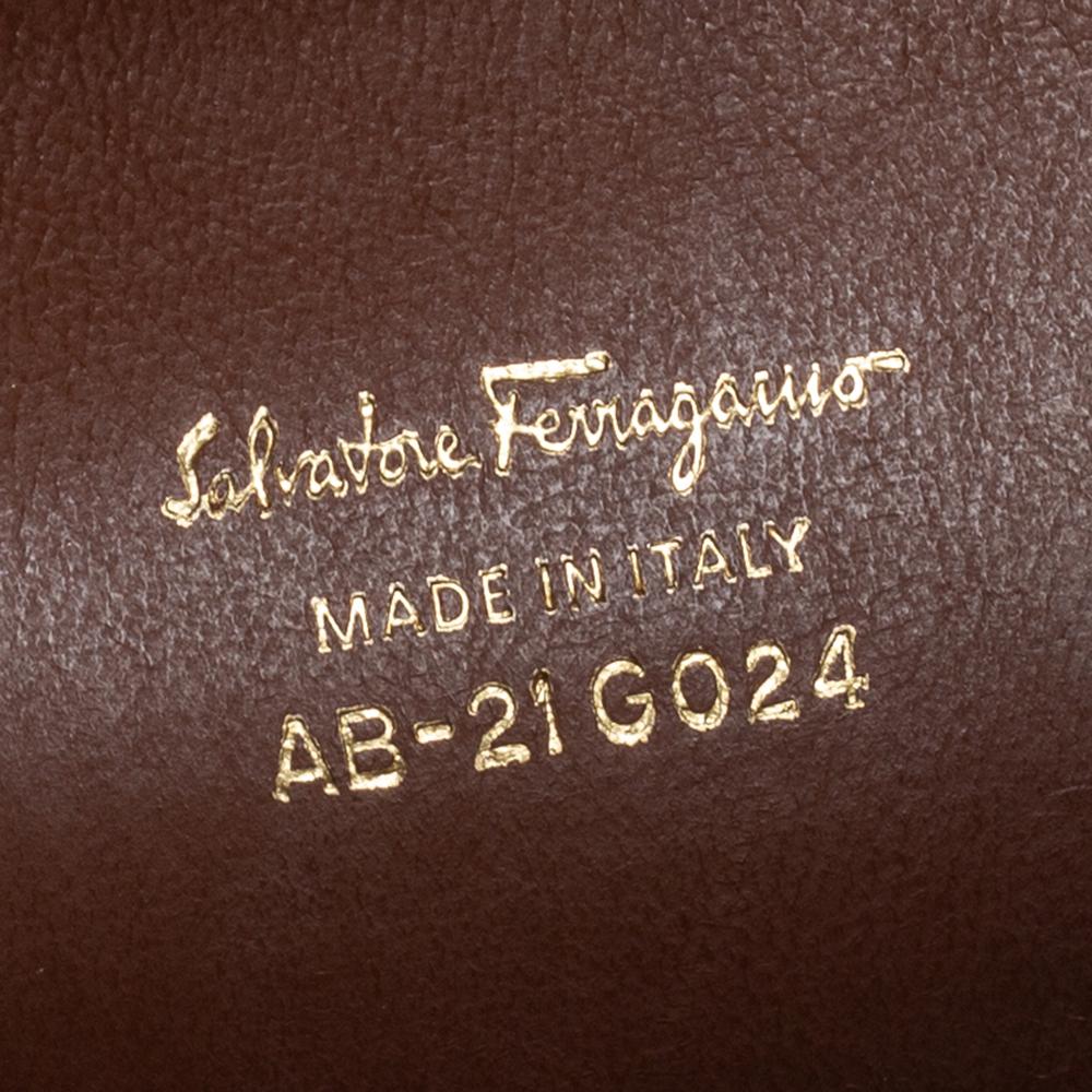Salvatore Ferragamo Brown Leather Aileen Stitched Top Handle Bag 6