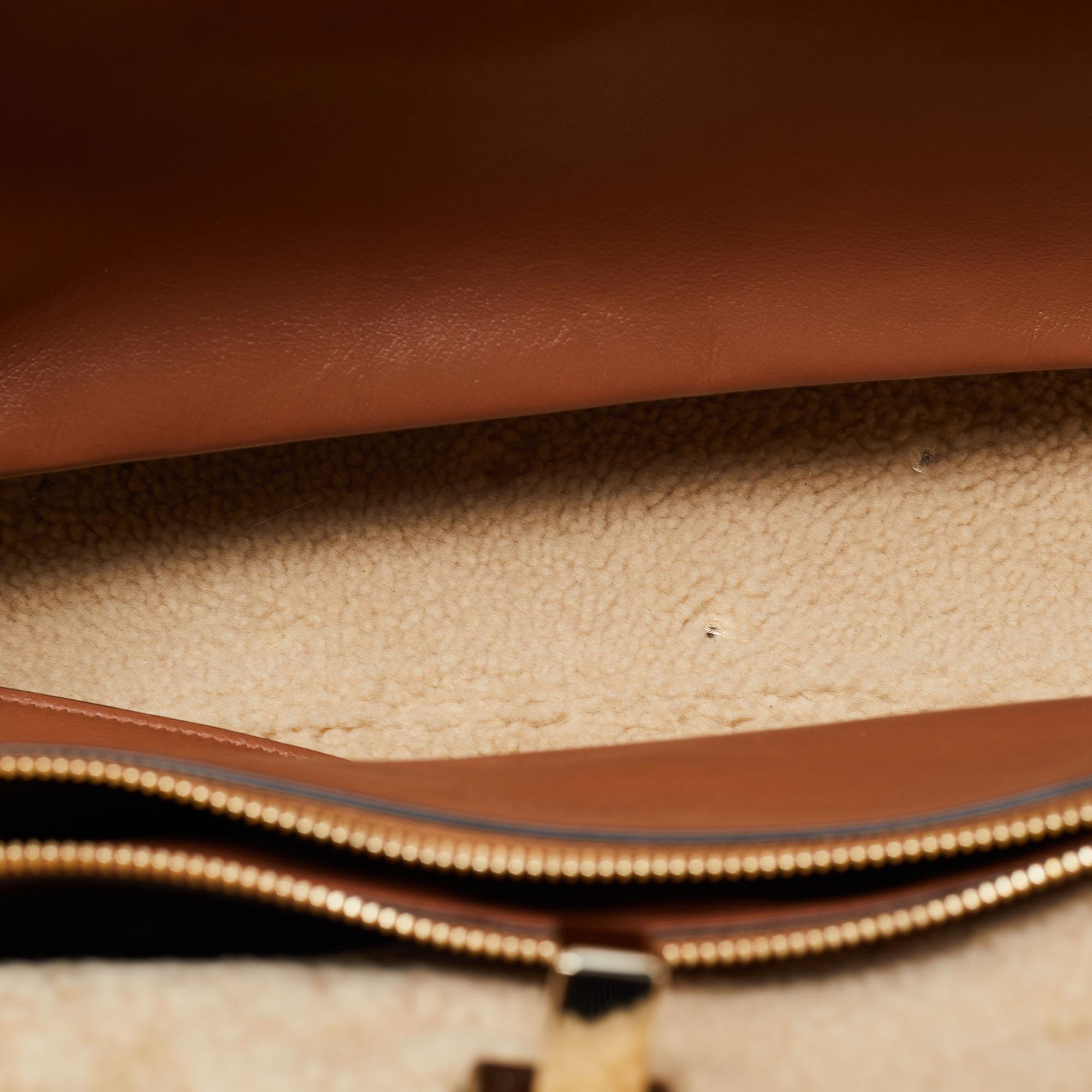 Salvatore Ferragamo Brown Leather and Shearling The Studio Top Handle Bag 8