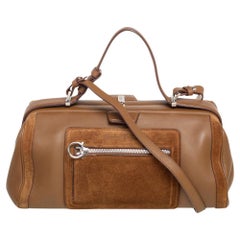 Salvatore Ferragamo Brown Leather and Suede Duffel Bag