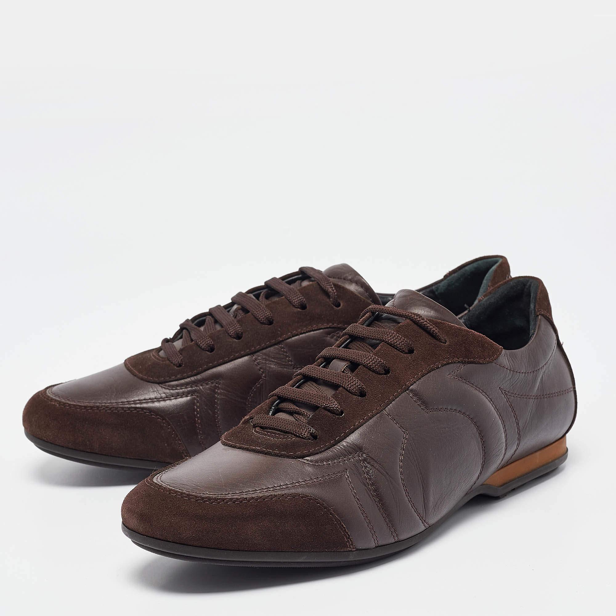 Elevate your footwear game with these Salvatore Ferragamo sneakers. Combining high end aesthetics and unmatched comfort these sneakers are a symbol of modern luxury and impeccable taste.