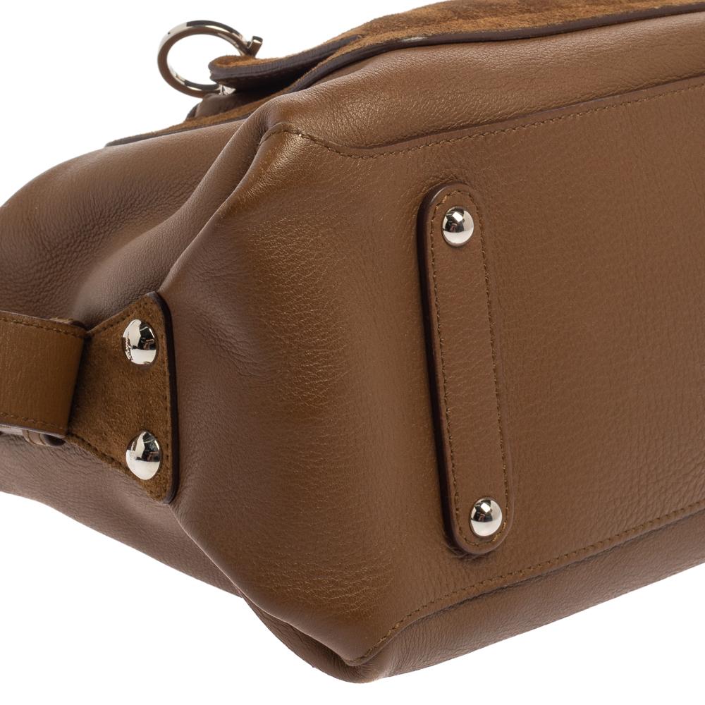 Salvatore Ferragamo Brown Leather and Suede Shoulder Bag 2
