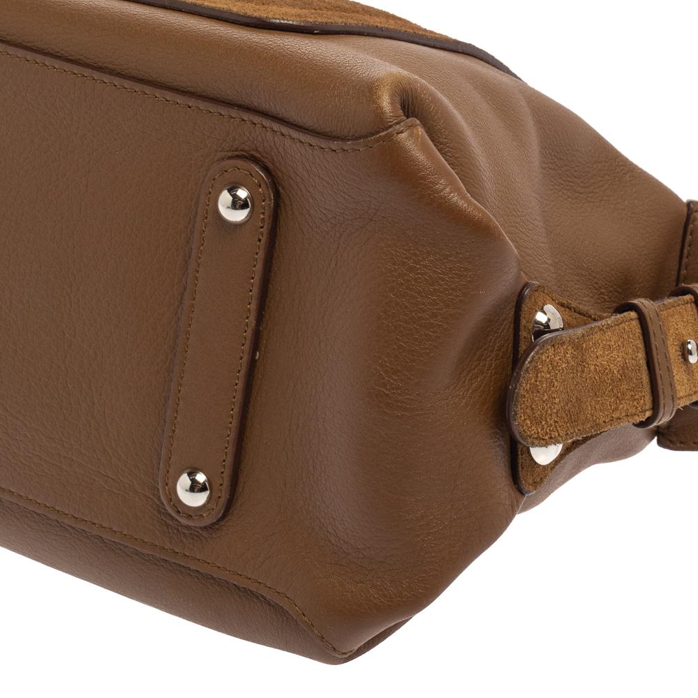 Salvatore Ferragamo Brown Leather and Suede Shoulder Bag 4