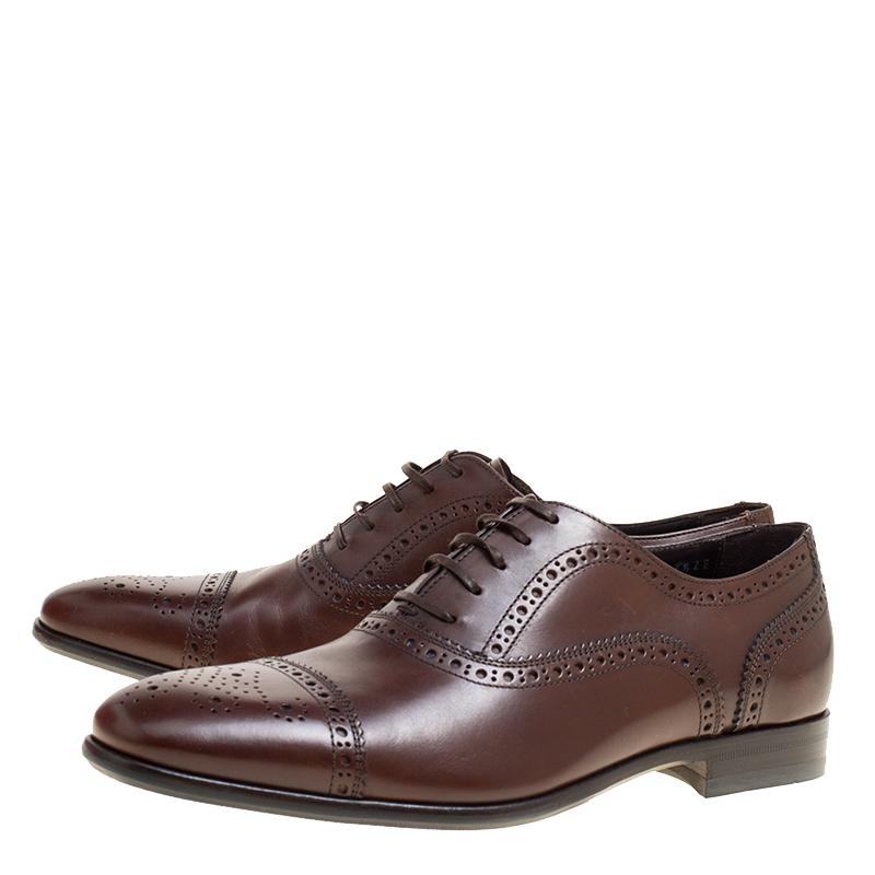 Salvatore Ferragamo Brown Leather Brogue Oxfords Size 41.5 3