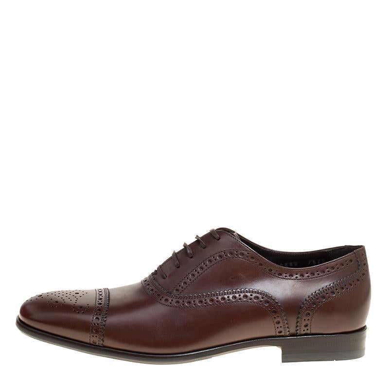 Salvatore Ferragamo Brown Leather Brogue Oxfords Size 41.5 4