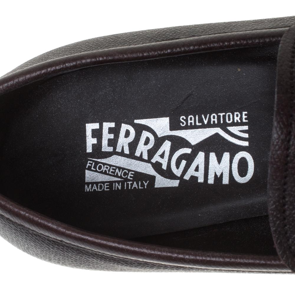 Salvatore Ferragamo Brown Leather Double Gancio Loafers Size 40.5 2
