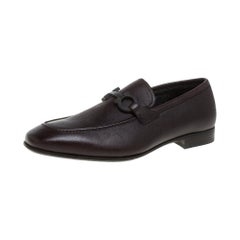 Salvatore Ferragamo Brown Leather Double Gancio Loafers Size 40.5