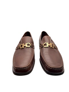 Salvatore Ferragamo Brown Leather Gancini Bit Loafers Size 12 D Italy