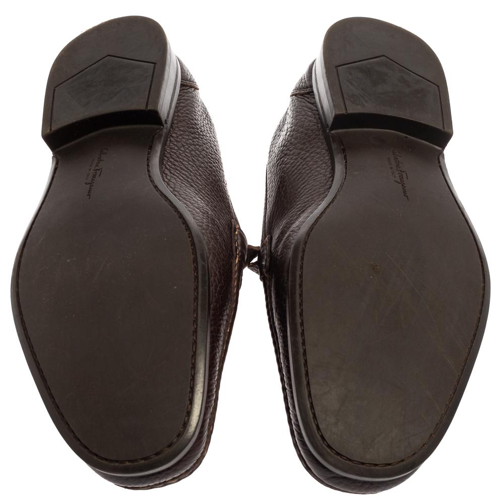 Black Salvatore Ferragamo Brown Leather Gancini Bit Loafers Size 43.5