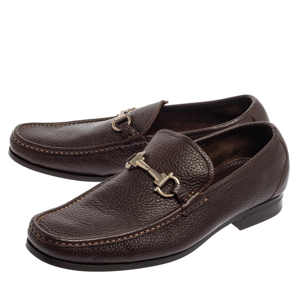 Salvatore Ferragamo Brown Leather Gancini Bit Loafers Size 43.5 1