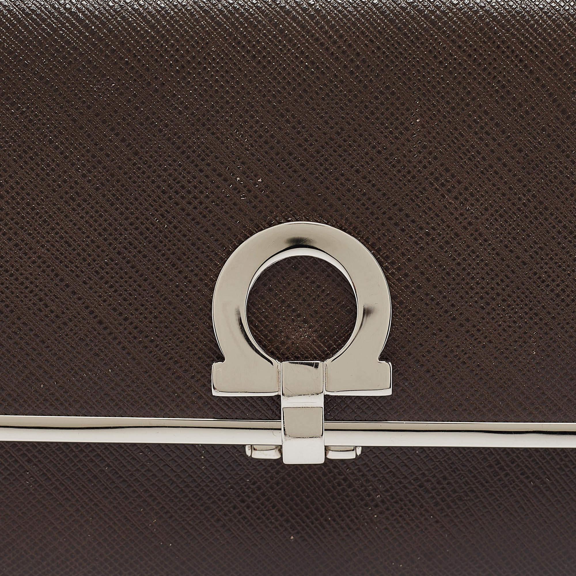 Salvatore Ferragamo Brown Leder Gancini Icona Continental Geldbörse 1