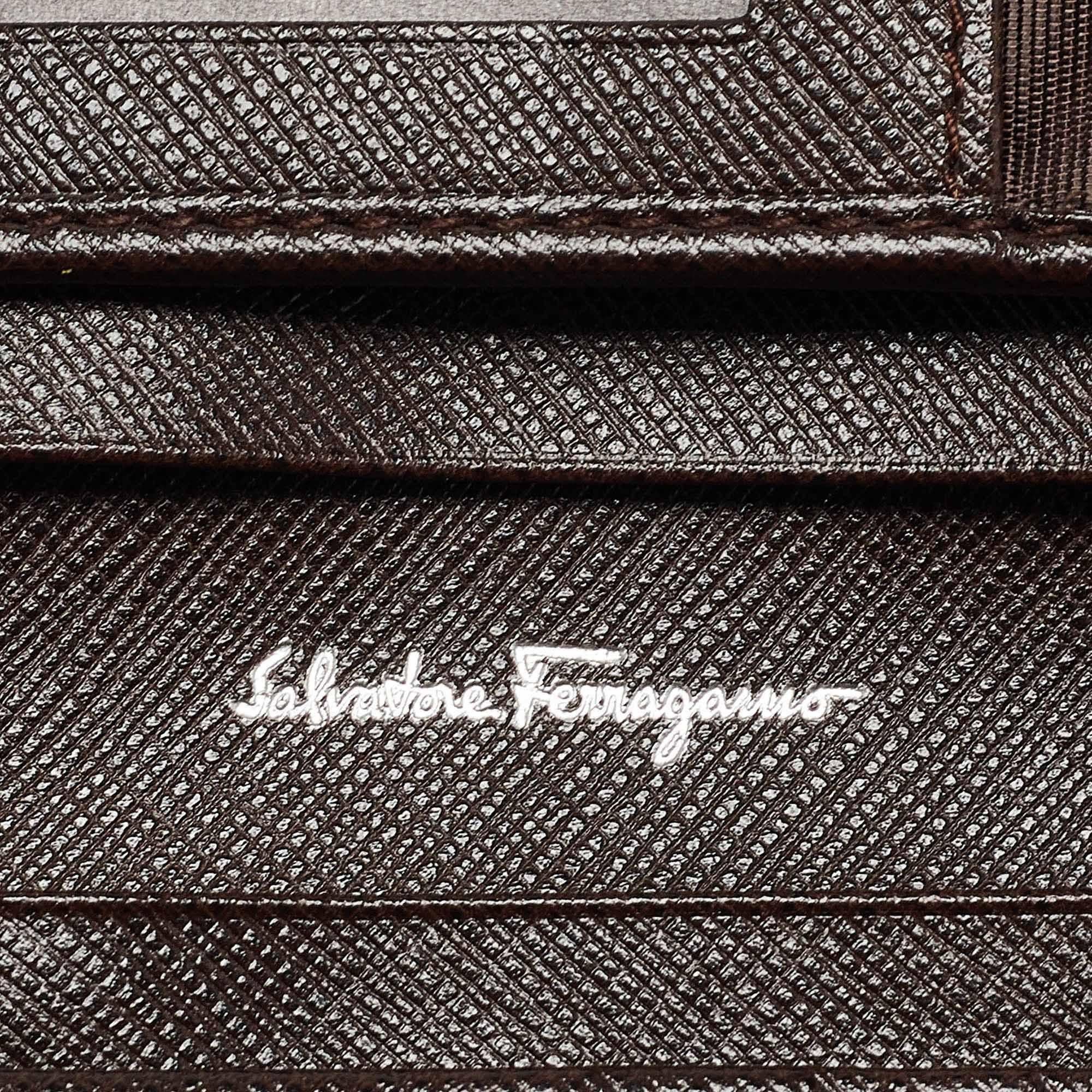 Salvatore Ferragamo Brown Leder Gancini Icona Continental Geldbörse 4