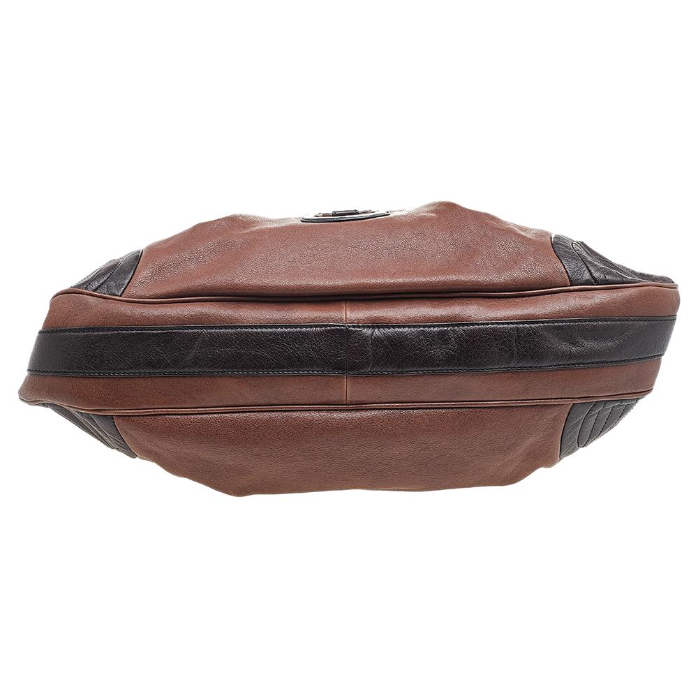 Women's Salvatore Ferragamo Brown Leather Gancini Shoulder Bag For Sale