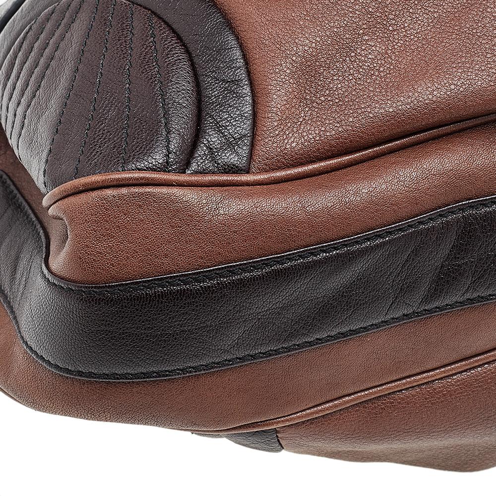 Salvatore Ferragamo Brown Leather Gancini Shoulder Bag For Sale 1
