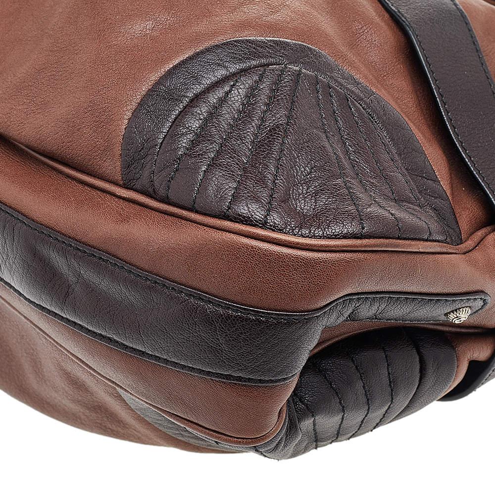 Salvatore Ferragamo Brown Leather Gancini Shoulder Bag For Sale 1