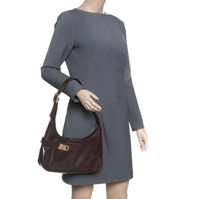 Black Salvatore Ferragamo Brown Leather Gancio Hobo