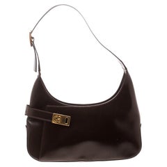 Salvatore Ferragamo Brown Leather Gancio Hobo