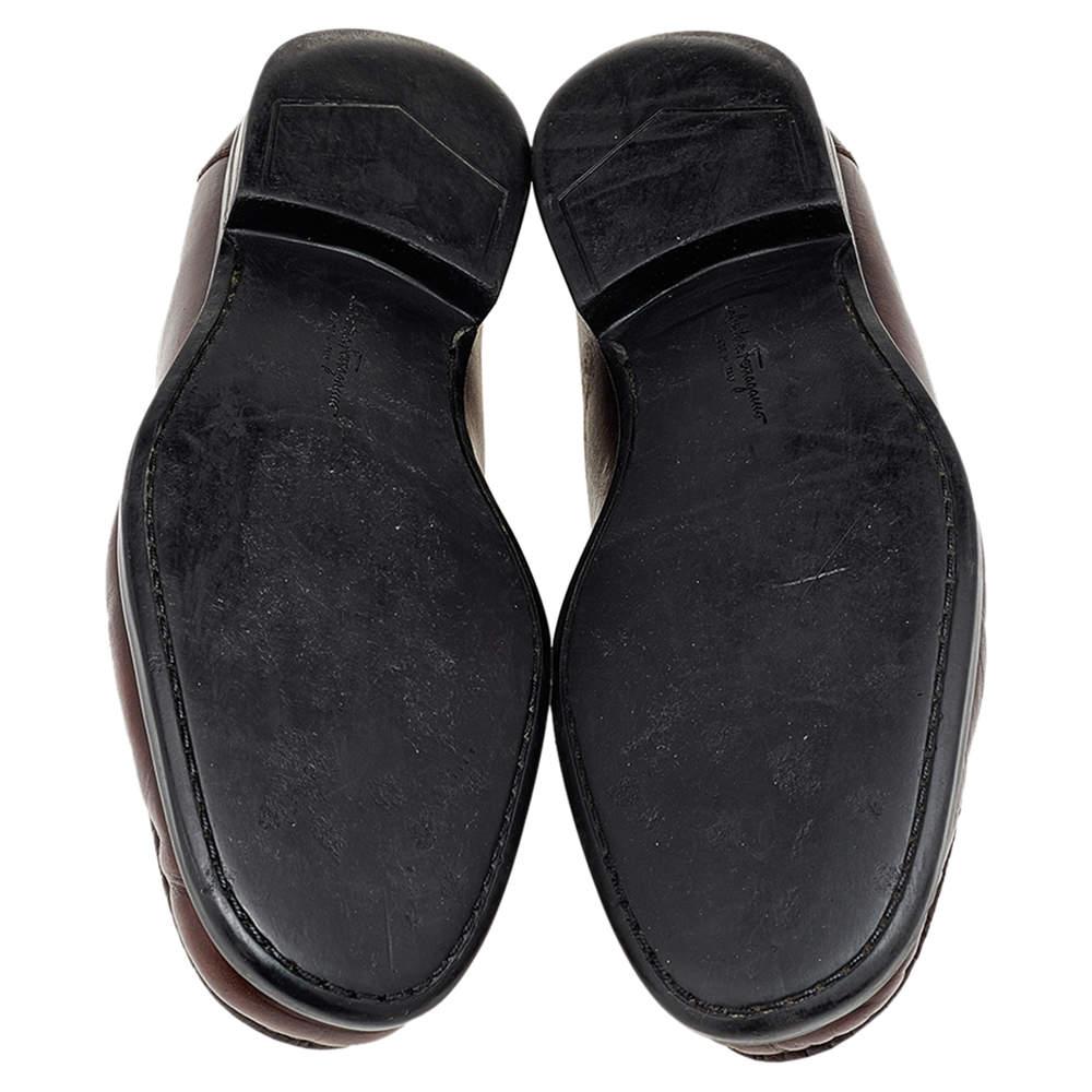 Men's Salvatore Ferragamo Brown Leather Gancio Slip On Loafers Size 40 For Sale