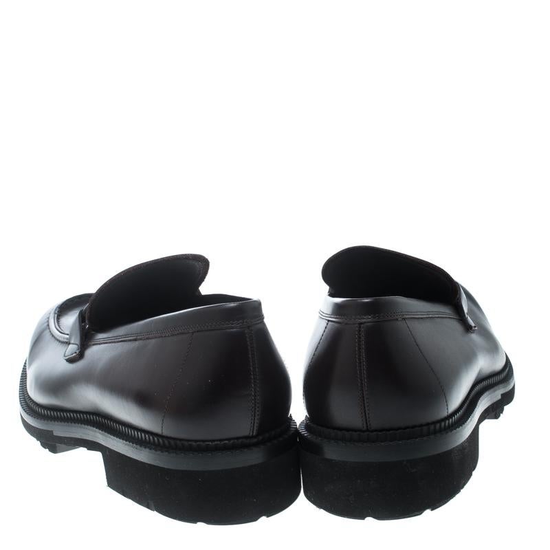 Black Salvatore Ferragamo Brown Leather Gatwick Platform Loafers Size 44.5