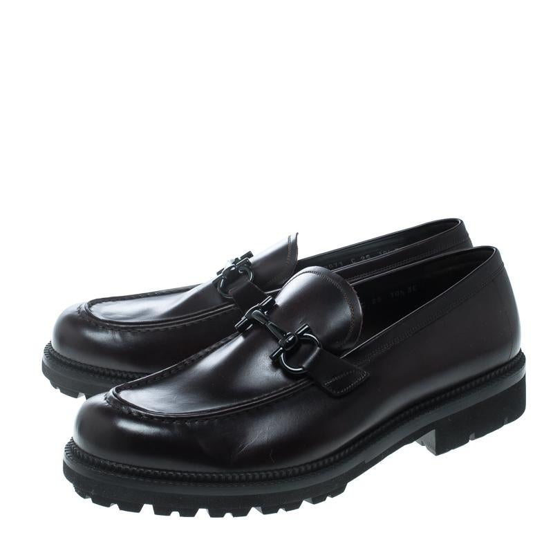 Women's Salvatore Ferragamo Brown Leather Gatwick Platform Loafers Size 44.5
