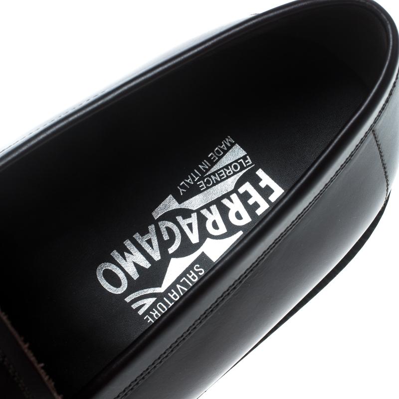 Salvatore Ferragamo Brown Leather Gatwick Platform Loafers Size 44.5 2