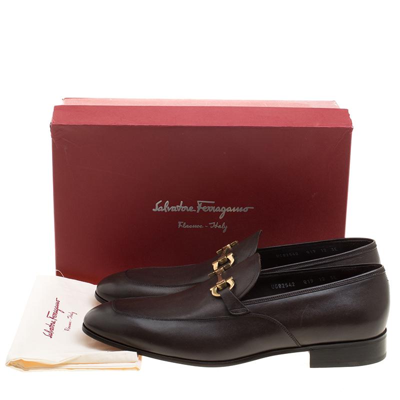 Salvatore Ferragamo Brown Leather Geremy Bit Loafers Size 46 4