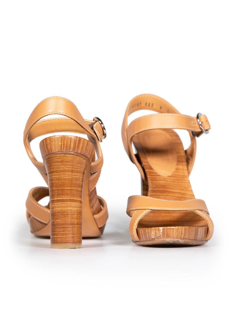 Salvatore Ferragamo Brown Leder Hochhackige Sandalen Größe US 8 im Zustand „Gut“ im Angebot in London, GB
