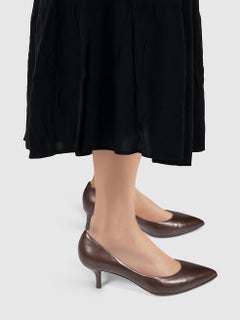 Salvatore Ferragamo Brown Leather Kitten Heels Size UK 5