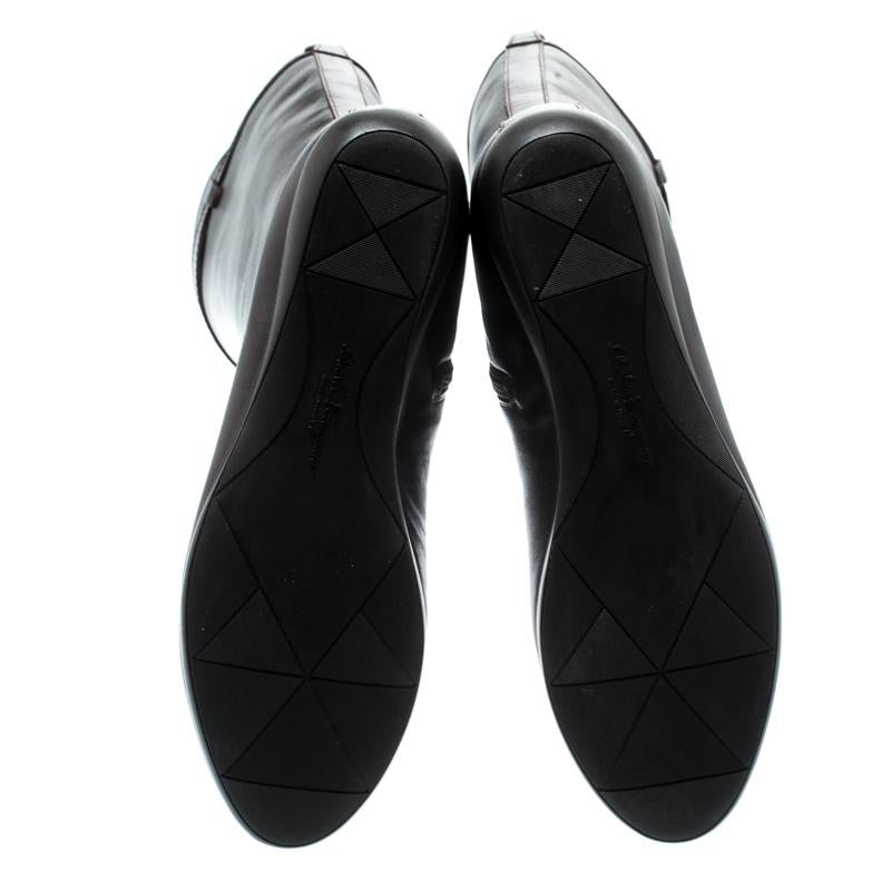 Salvatore Ferragamo Brown Leather Knee Boots Size 36.5 1