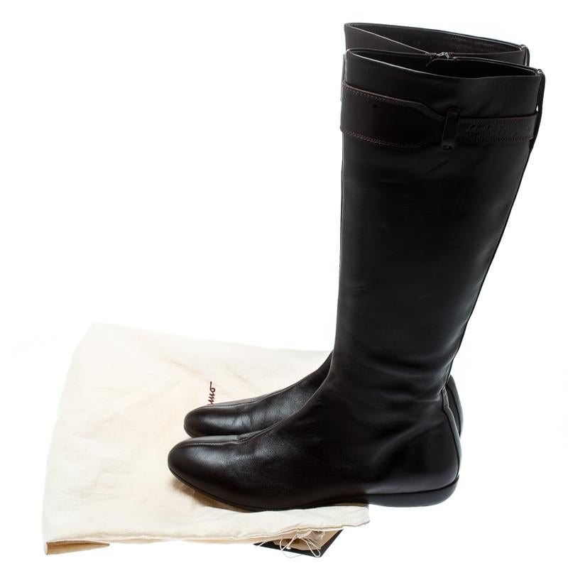 Salvatore Ferragamo Brown Leather Knee Boots Size 36.5 3