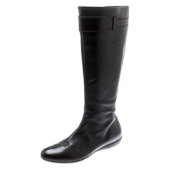 Salvatore Ferragamo Brown Leather Knee Boots Size 36.5