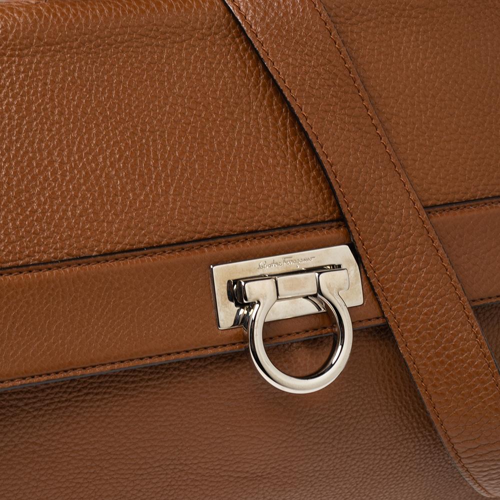 Salvatore Ferragamo Brown Leather Large Sofia Top Handle Bag 6