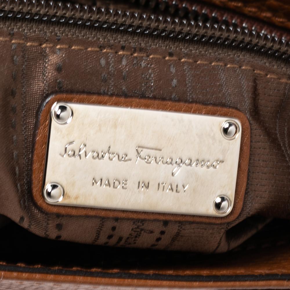 Salvatore Ferragamo Brown Leather Large Sofia Top Handle Bag 8