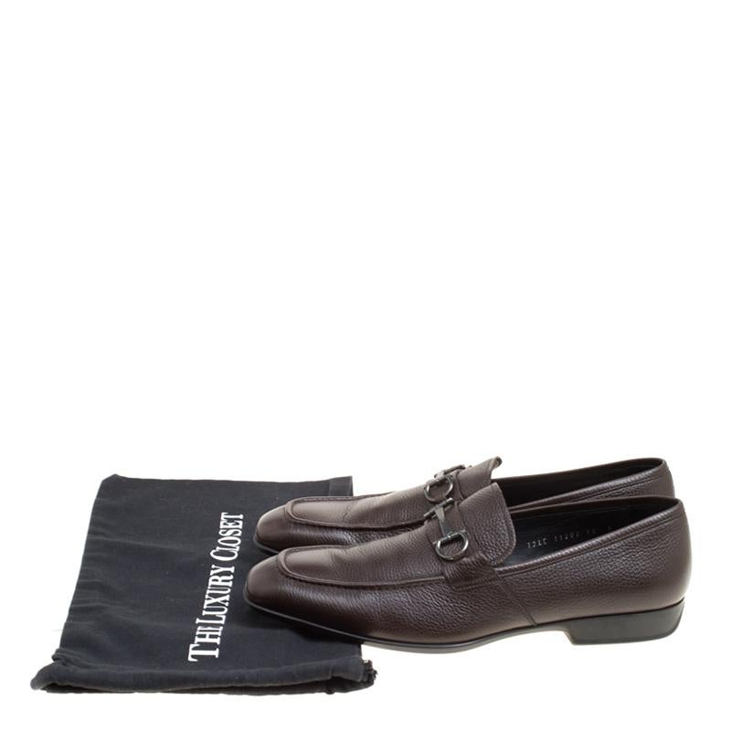Salvatore Ferragamo Brown Leather Loafers Size 46 In Good Condition In Dubai, Al Qouz 2