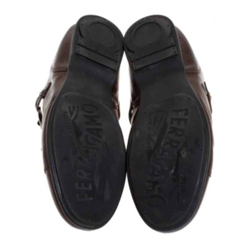 Salvatore Ferragamo Brown Leather Low Top Sneakers Size 45.5 Pour hommes en vente
