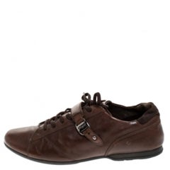 Used Salvatore Ferragamo Brown Leather Low Top Sneakers Size 45.5