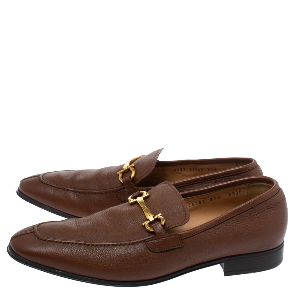 Black Salvatore Ferragamo Brown Leather Mason Loafers Size 43.5 For Sale